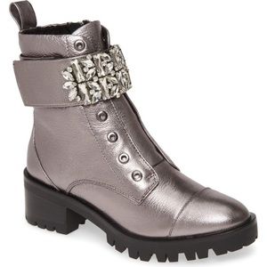 KARL LAGERFELD PIPA CRYSTAL EMBELLISHED PLATFORM BOOTS